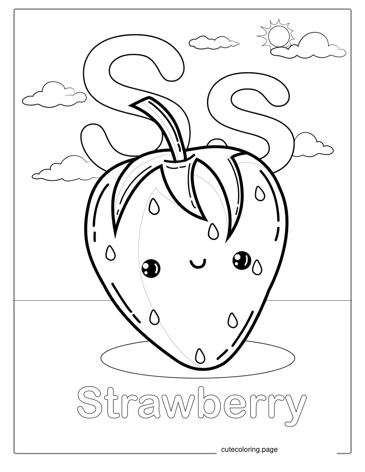 Strawberry Coloring Worksheet coloring page