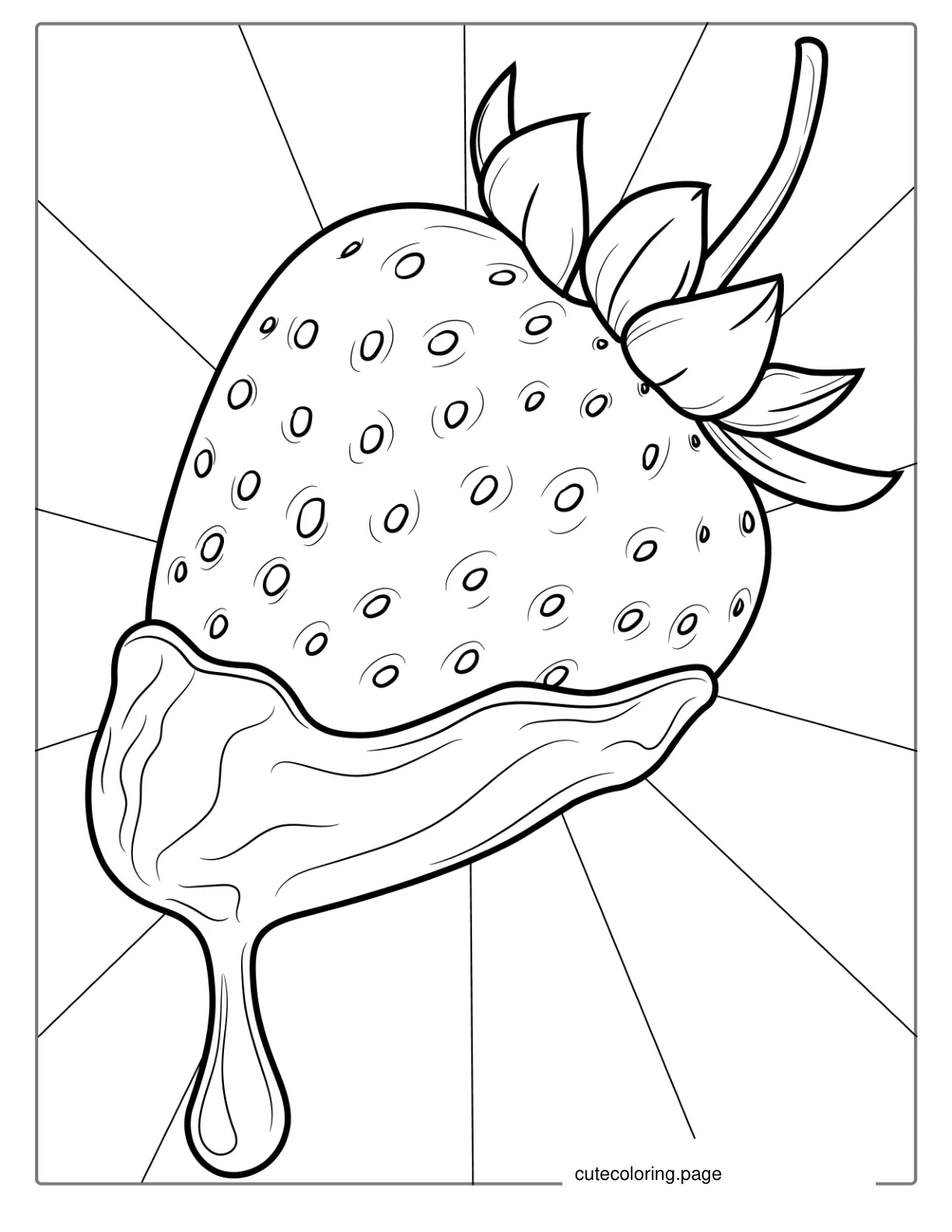 Strawberry Dipped In Chocolate To Color coloring page