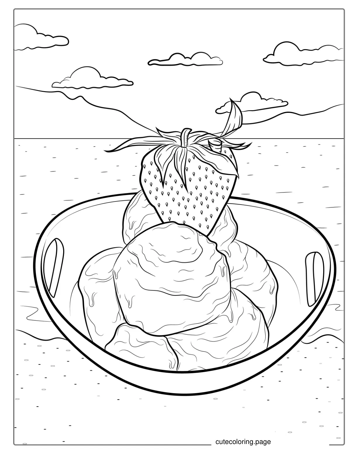 Strawberry Ice Cream Coloring Sheet coloring page