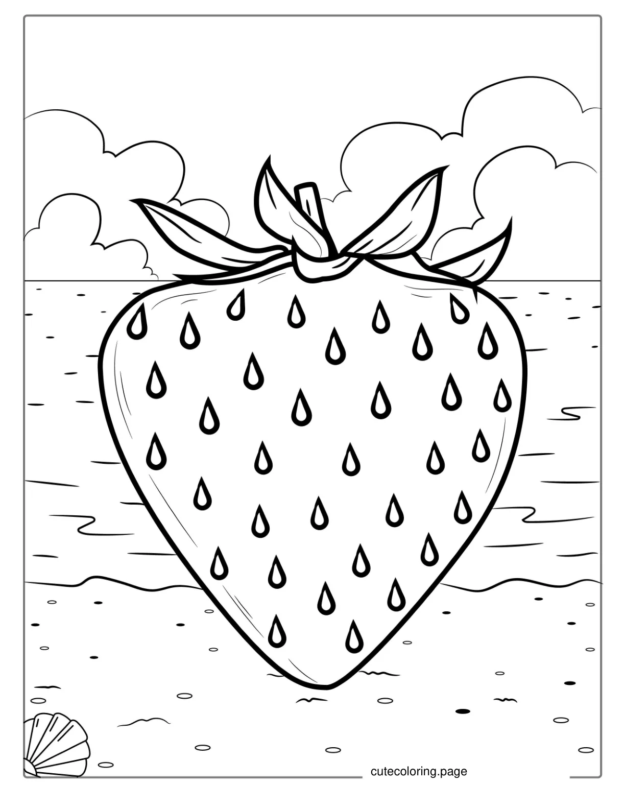 Strawberry With Seeds Coloring Page coloring page