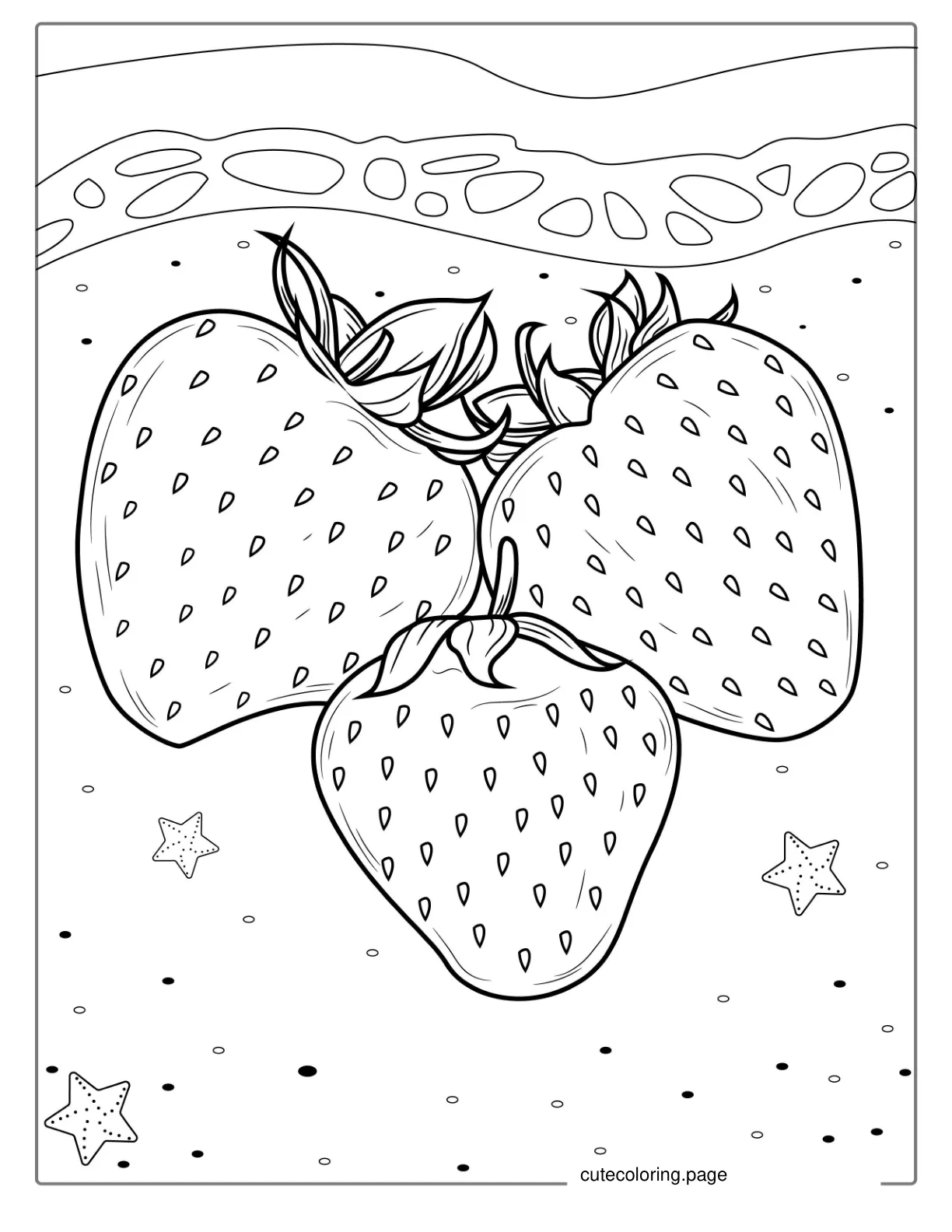 Three Strawberries On The Beach coloring page