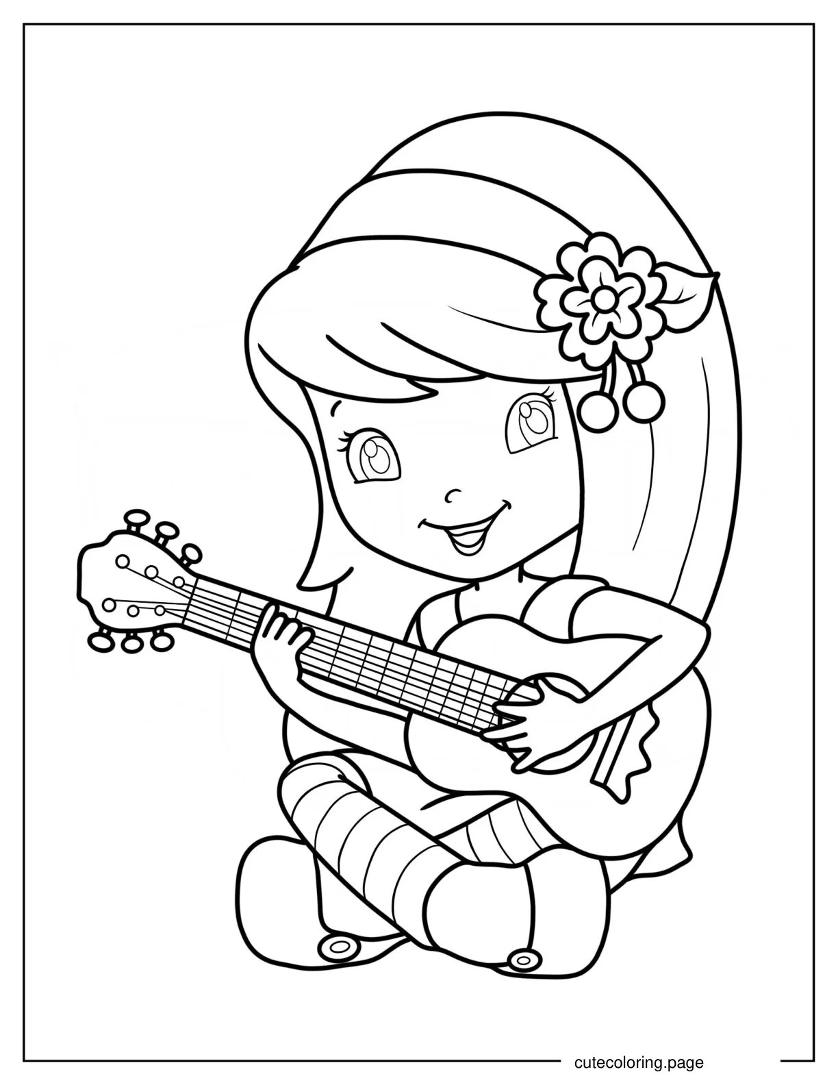 Cherry Jam Playing Guitar Coloring Sheet coloring page