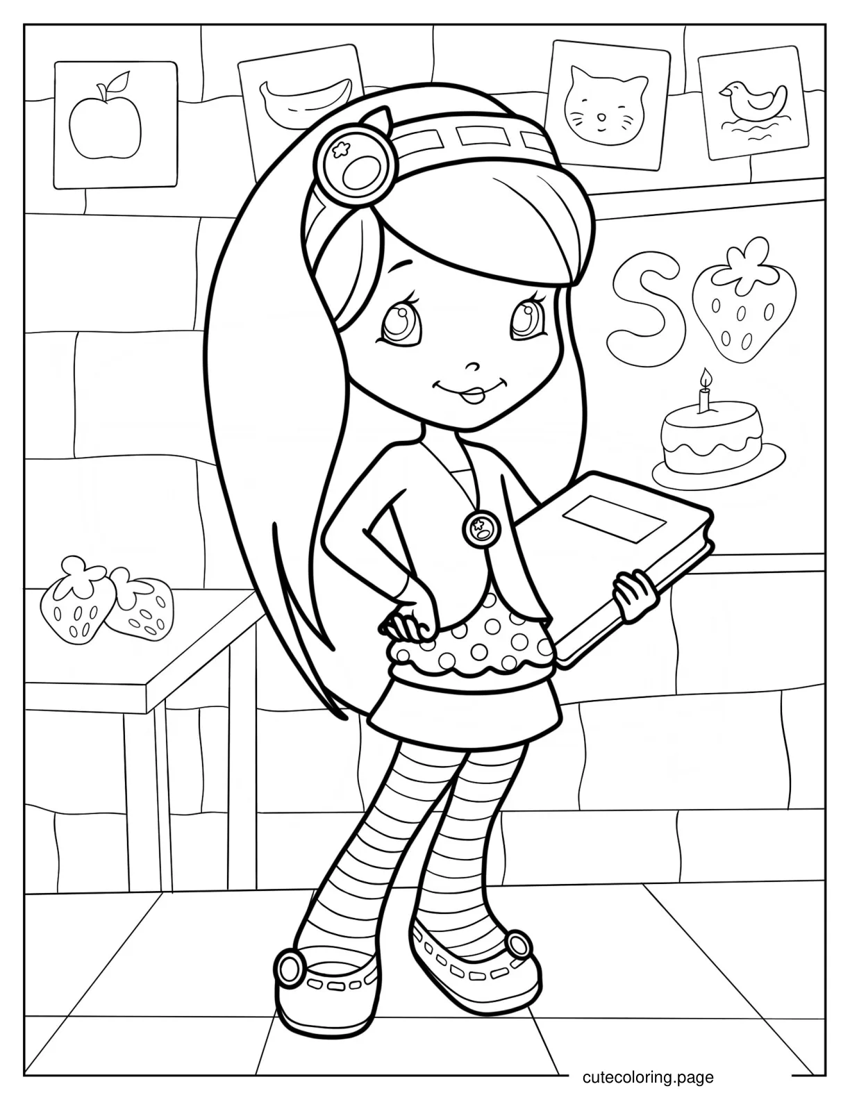 Easy Blueberry Muffing Holding Book Coloring Sheet coloring page