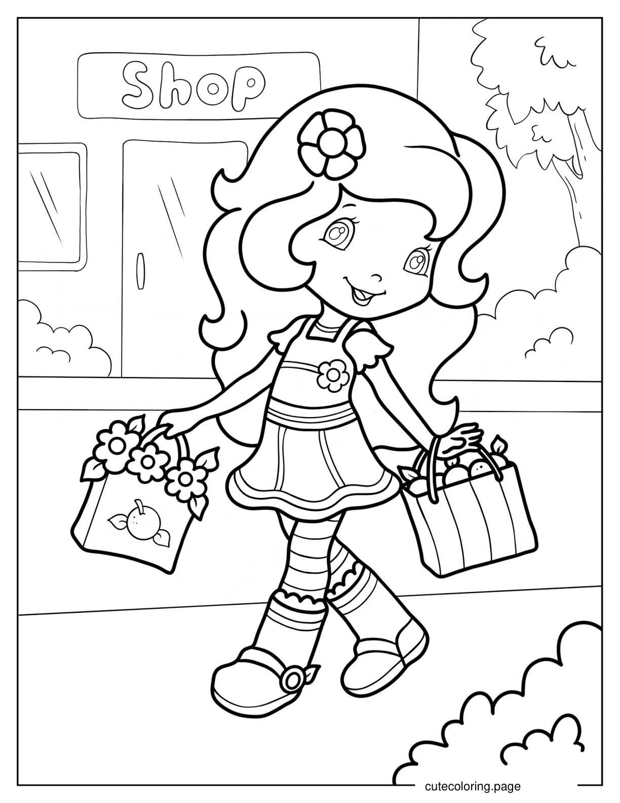 Orange Blossom Shopping Coloring Page coloring page