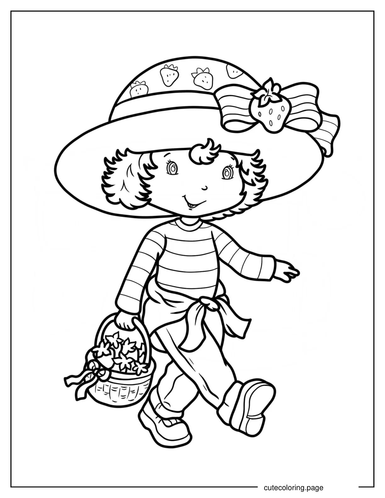 Strawberry Shortcake Carrying Basket Of Strawberries Coloring Page coloring page