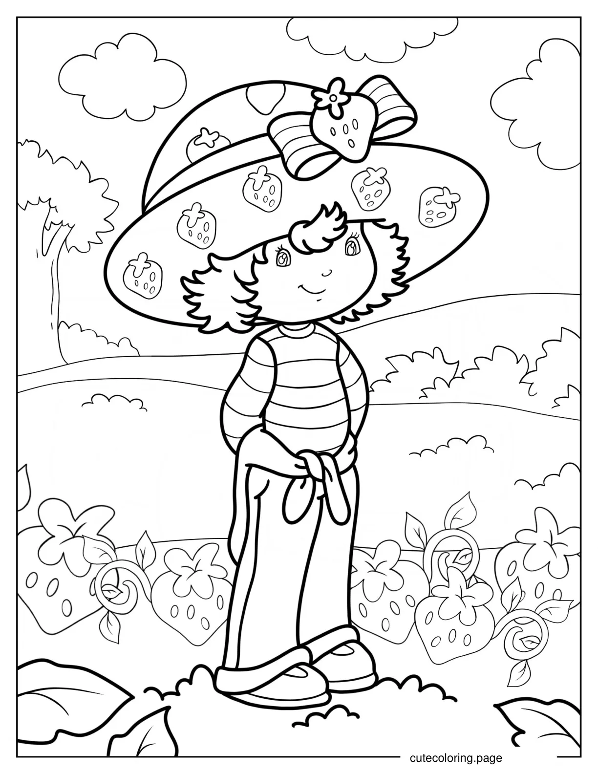 Strawberry Shortcake Standing In Field coloring page