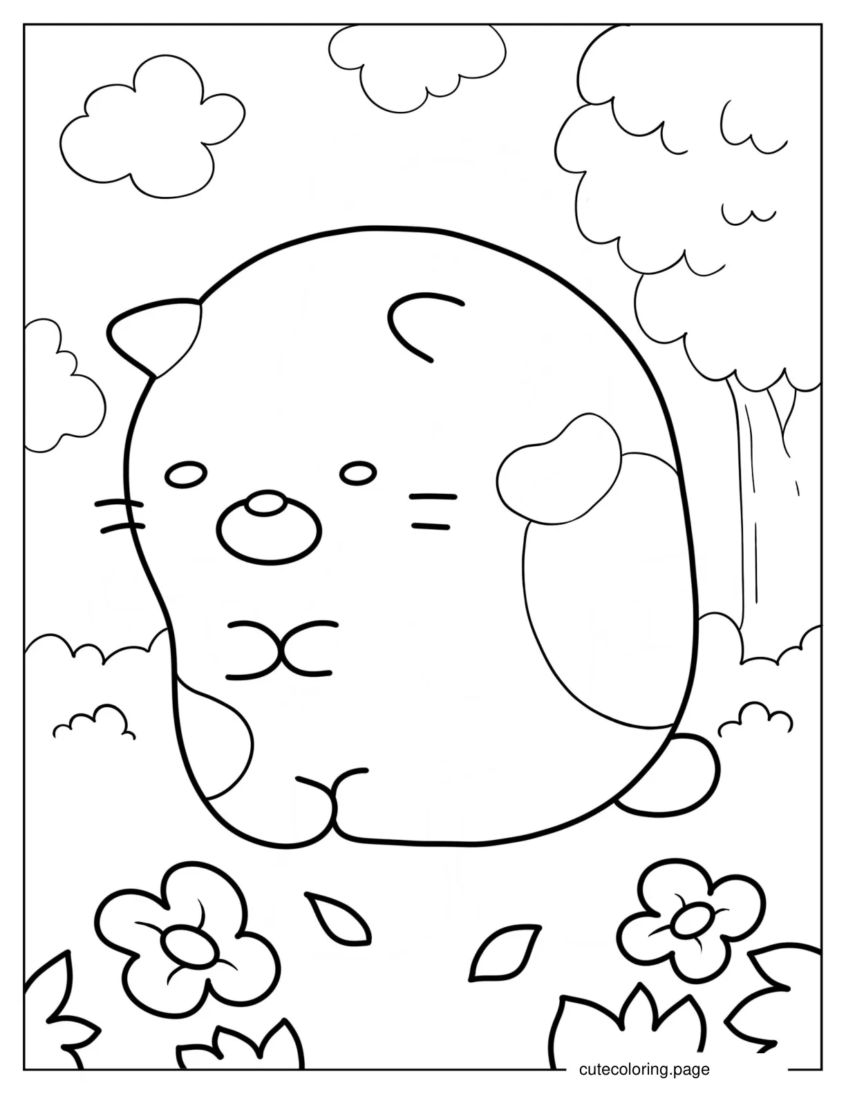 Shy Neko In Forest Coloring Page coloring page