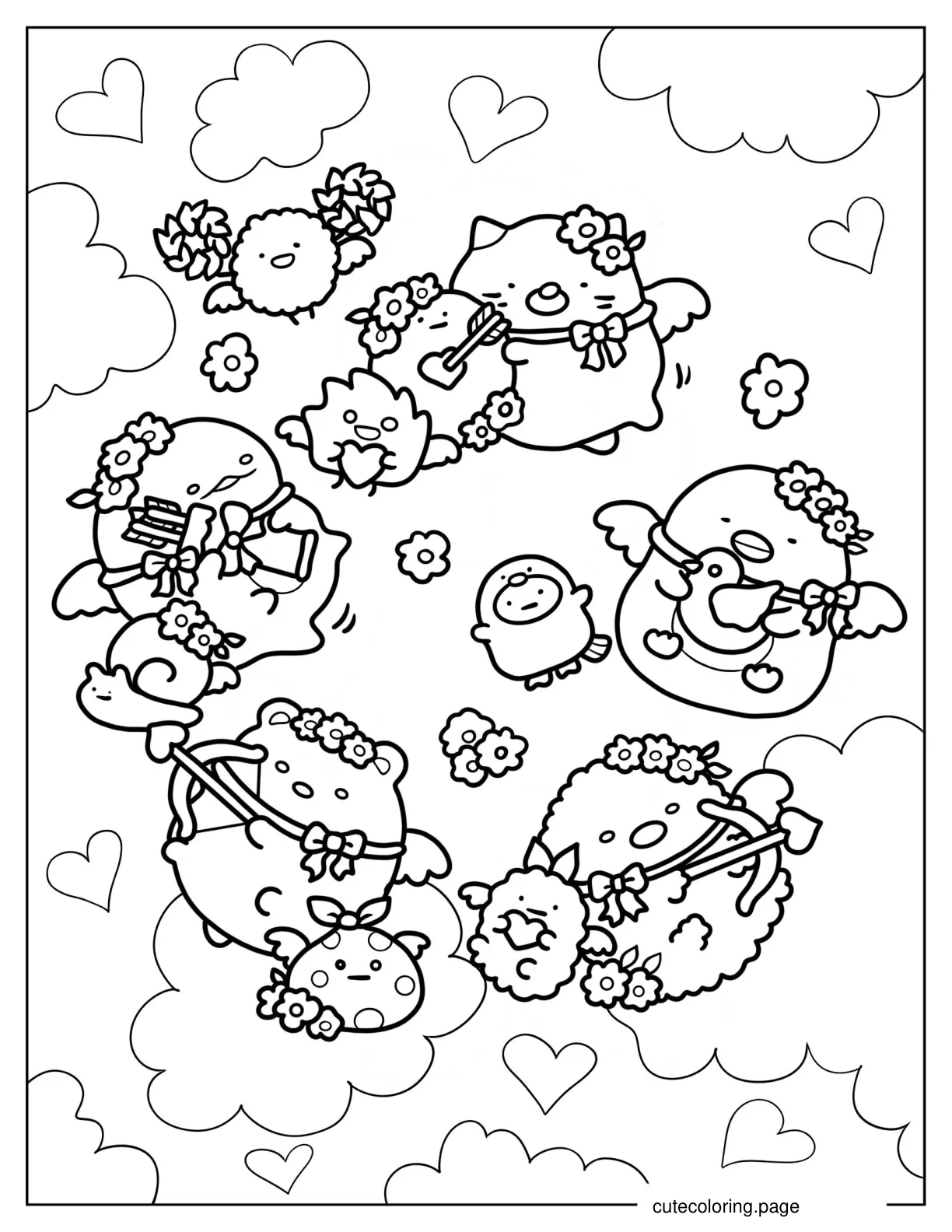 Sumikko Gurashi As Cupids In The Sky Coloring Sheet coloring page