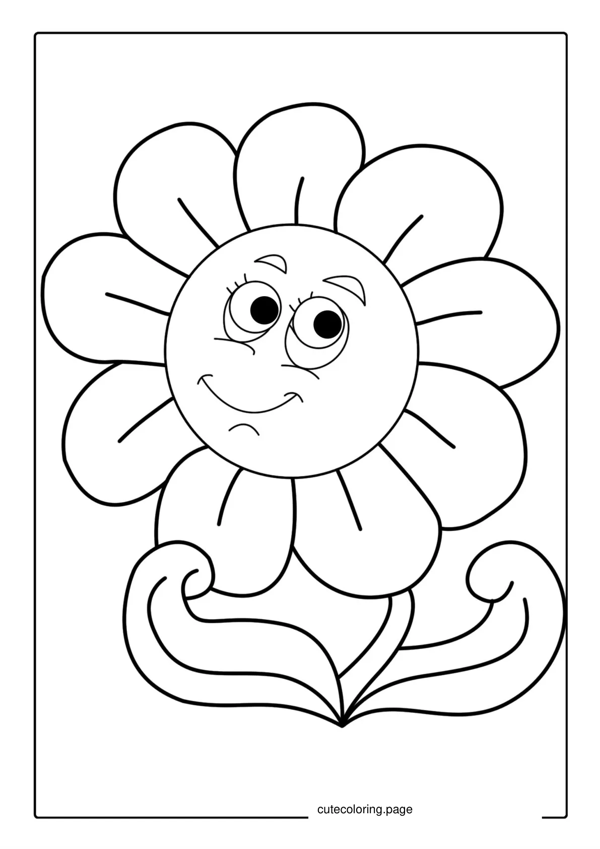 Big Eyed Sunflower Coloring For Kids coloring page