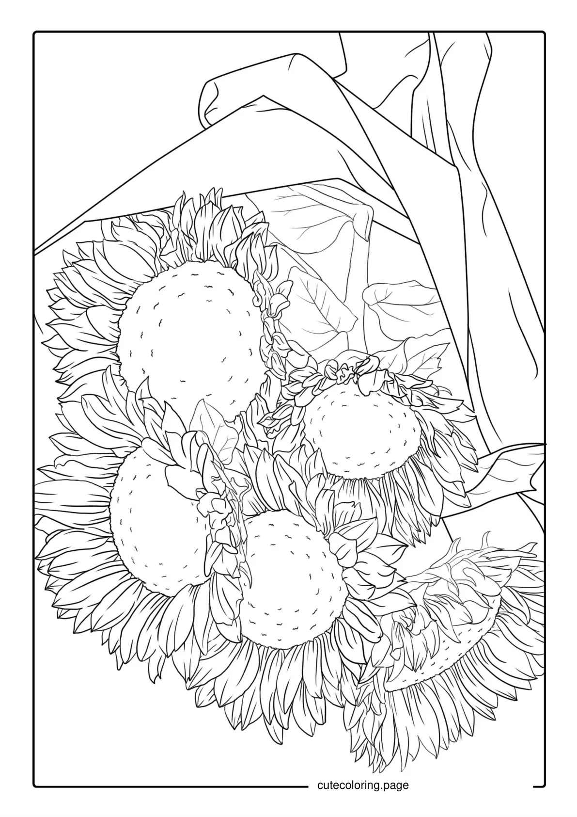 Bouquet Of Sunflowers Coloring In coloring page