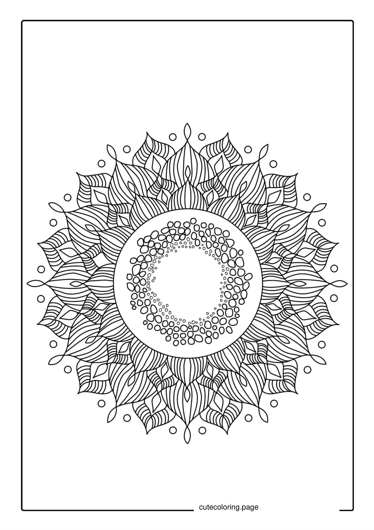 Coloring Mandala Sunflower For Adults coloring page