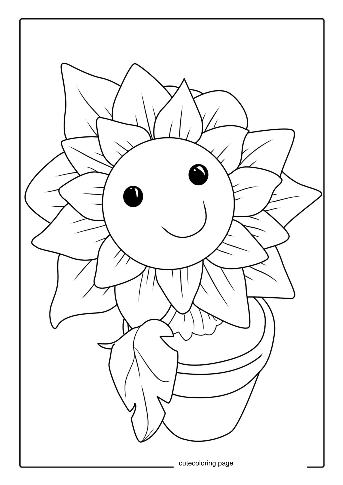 Cute Smiling Sunflower Coloring For Kids coloring page