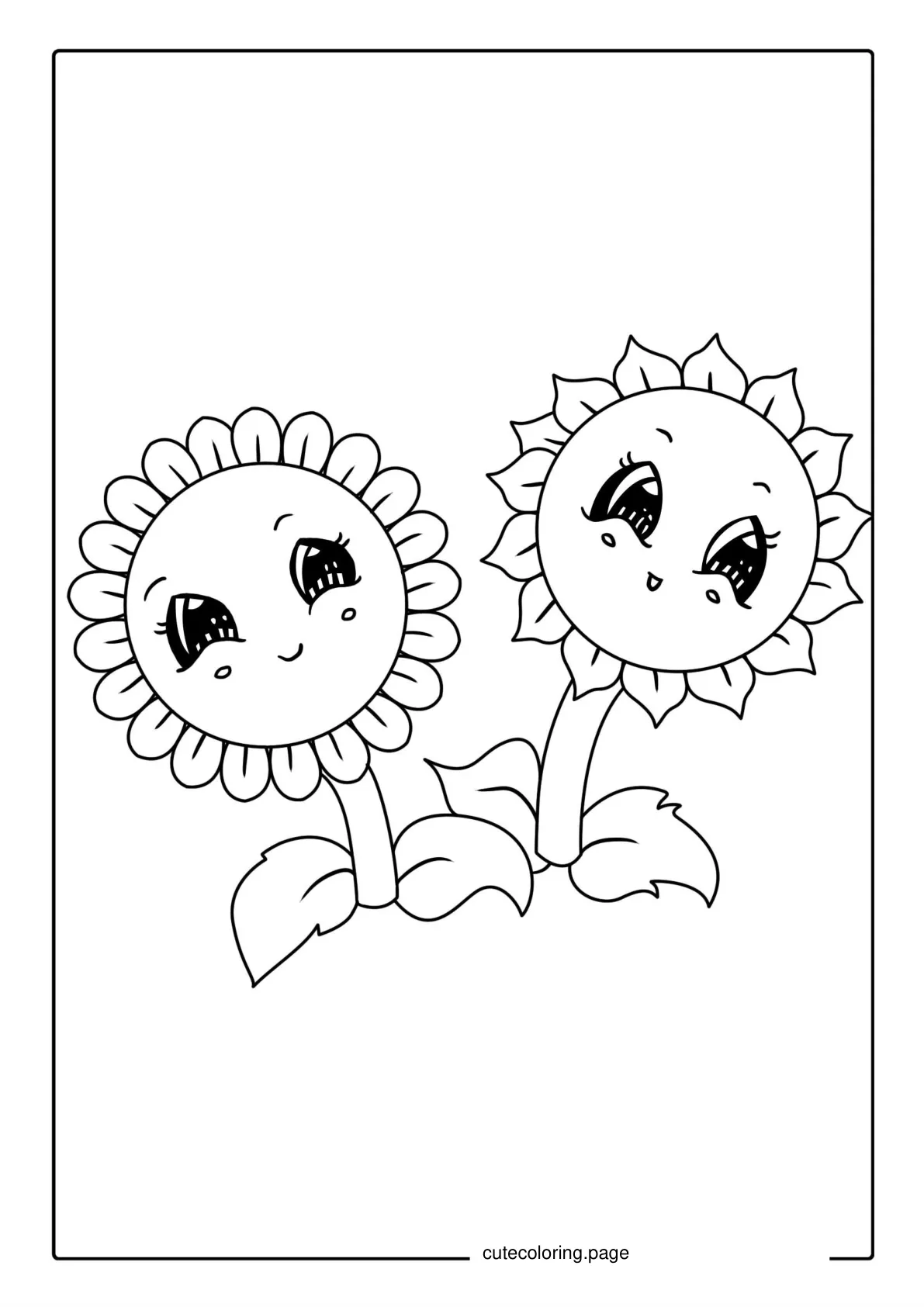 Kawaii Sunflower Coloring Page coloring page