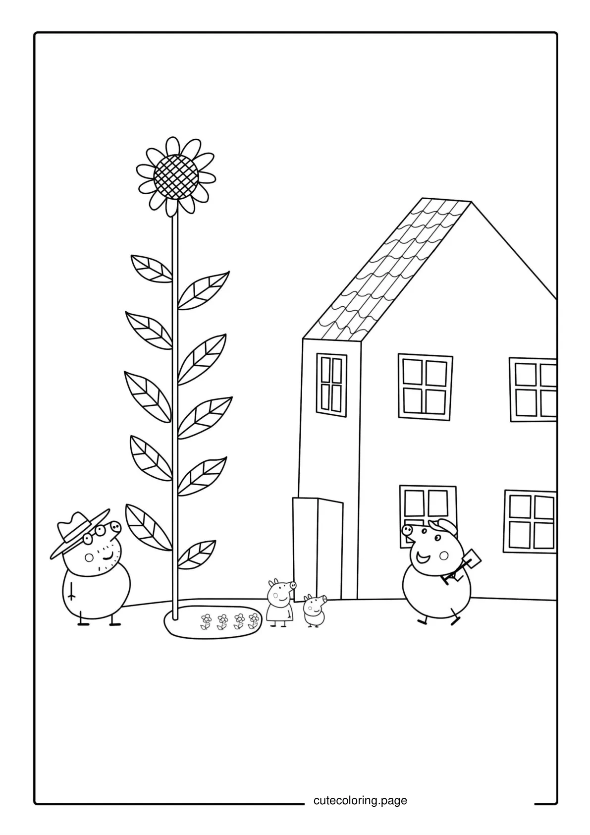 Peppa Pig Sunflower Coloring Page coloring page