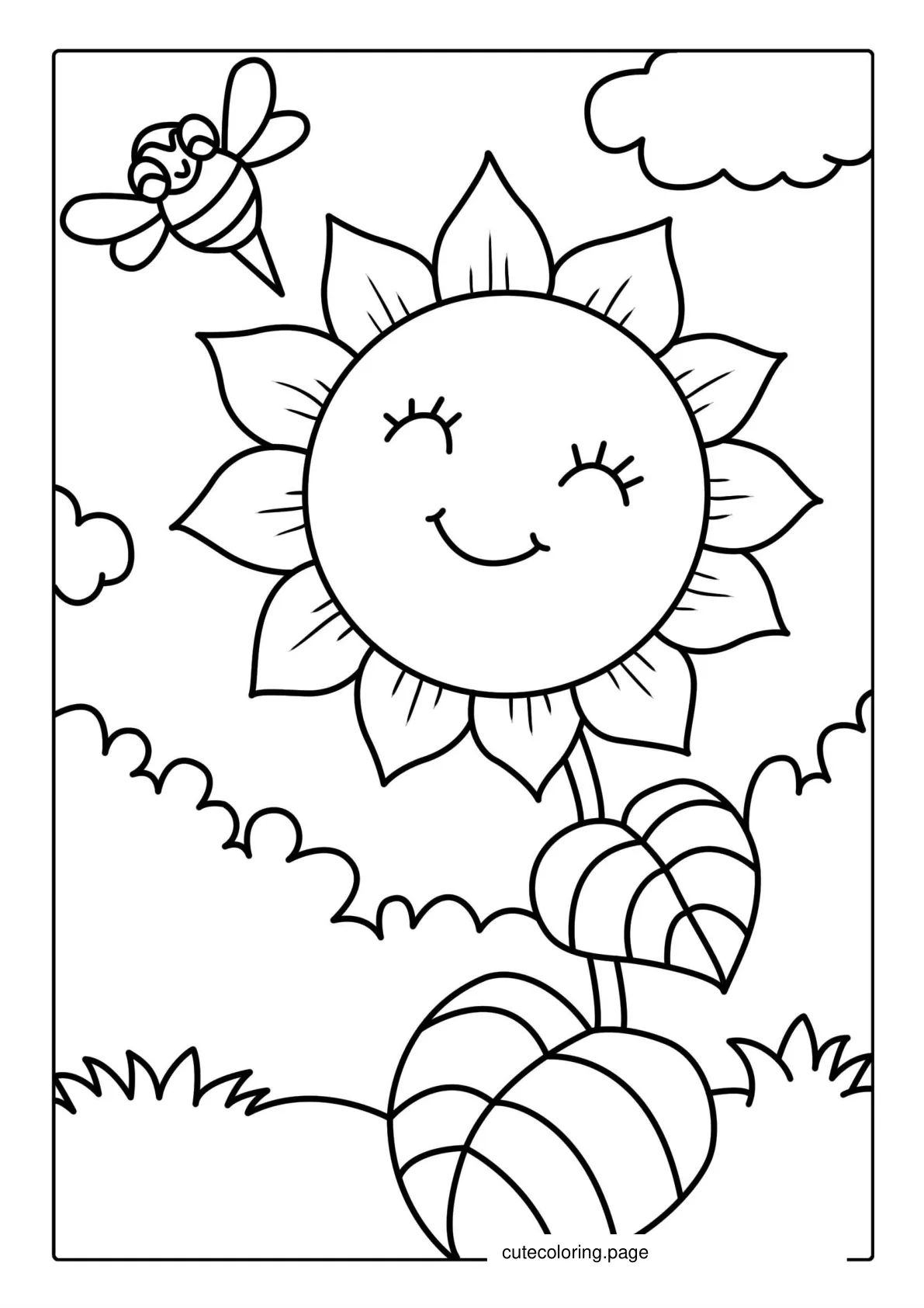 Sunflower Coloring Sheet For Kids coloring page