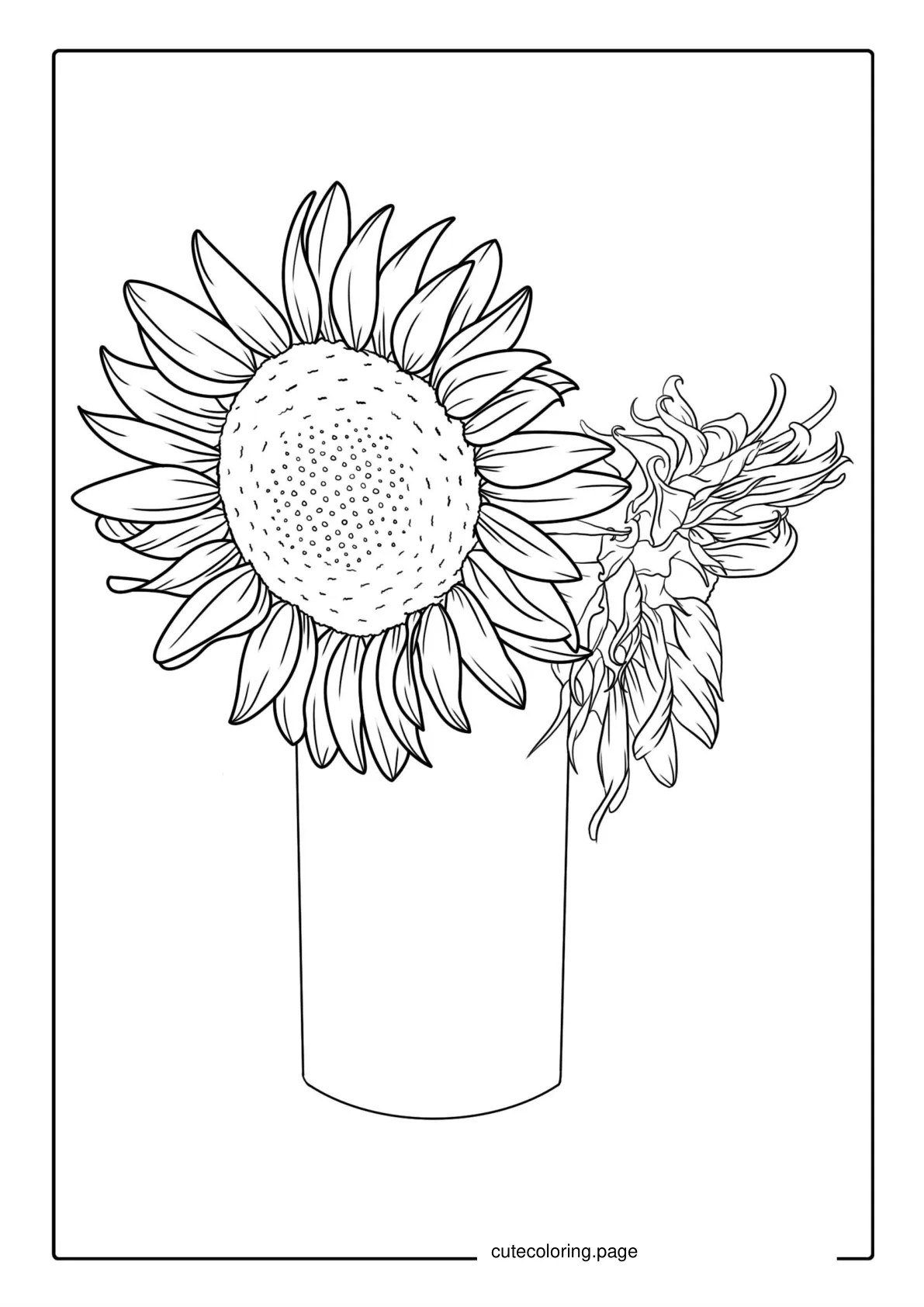 Sunflowers In Vase Coloring Sheet coloring page