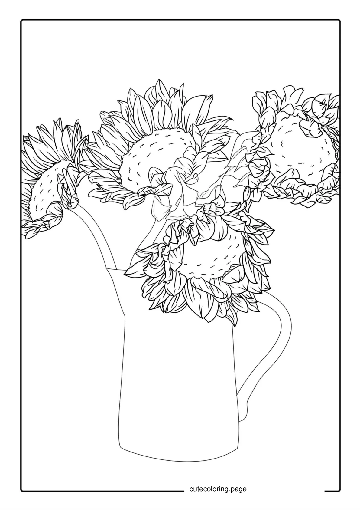 Vase Of Sunflowers For Coloring In coloring page