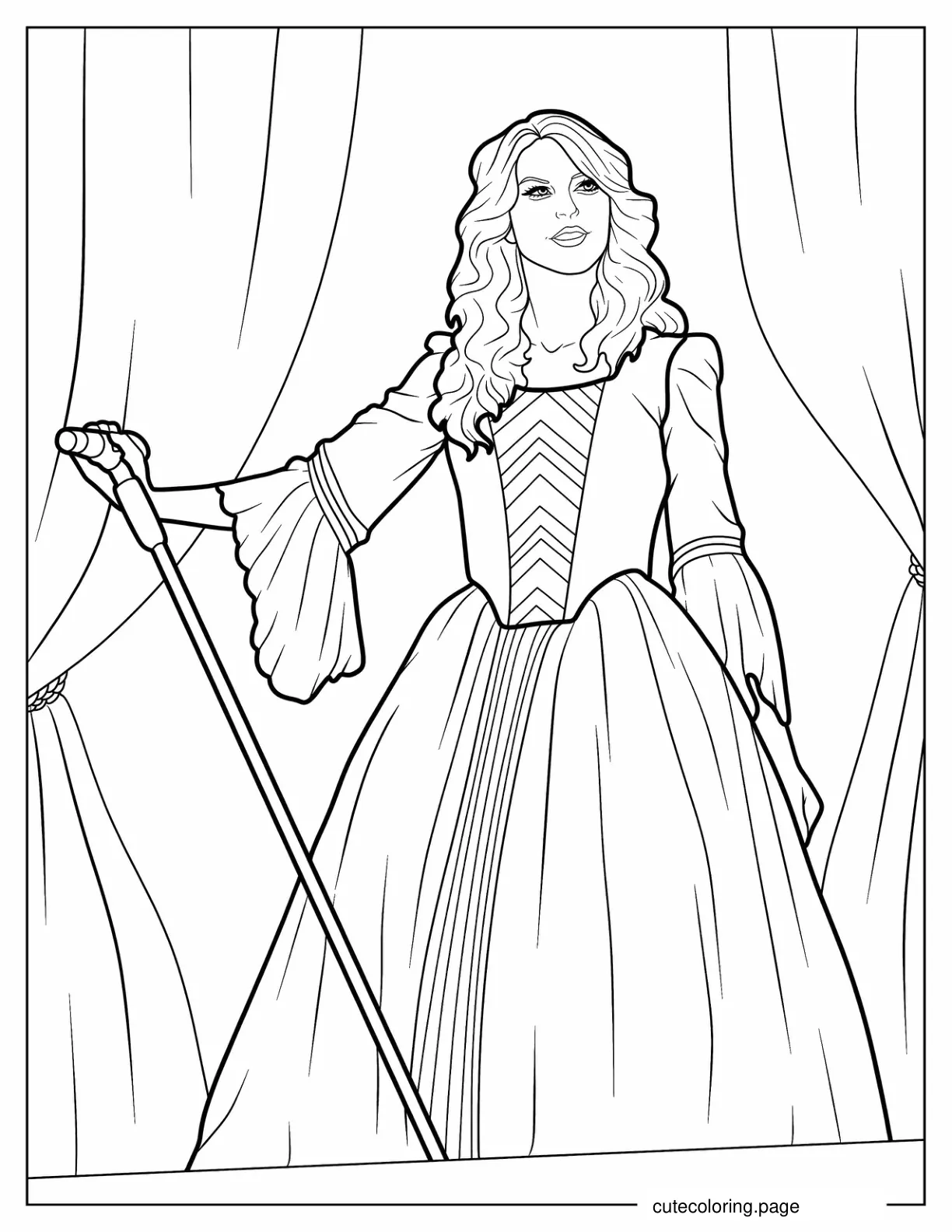 Coloring Page Of Taylor Swift In Fearless Tour coloring page