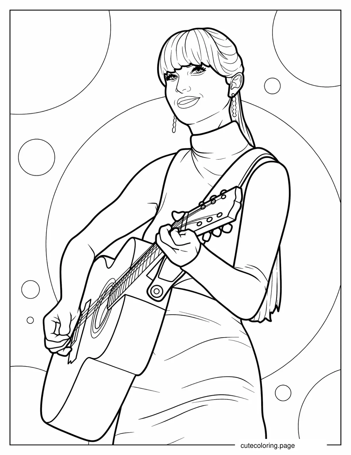 Easy Coloring Page Of Taylor Swift Playing Song coloring page