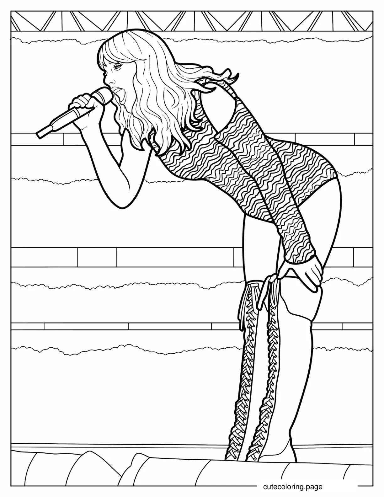 Realistic Coloring Sheet Of Taylor Swift In Concert coloring page