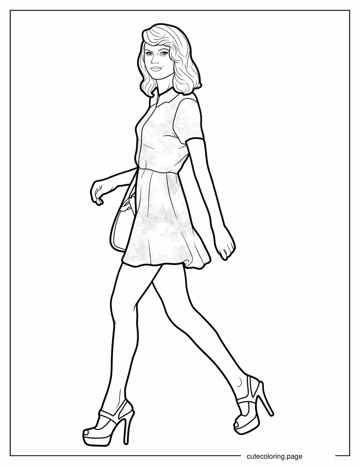 Simple Outline Of Taylor Swift For Kids coloring page