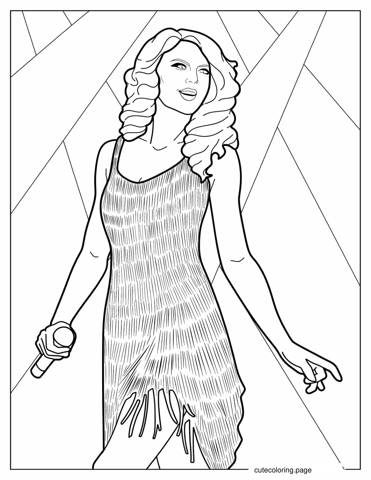 Taylor Swift In Beautiful Dress coloring page