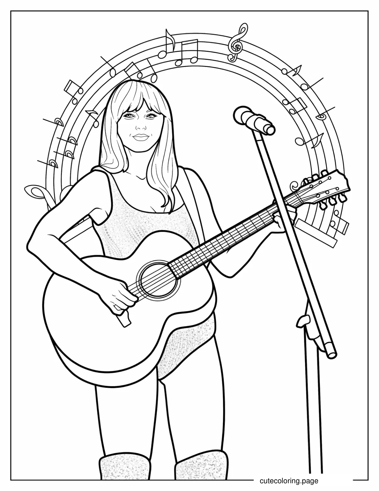 Taylor Swift Playing Guitar To Color coloring page