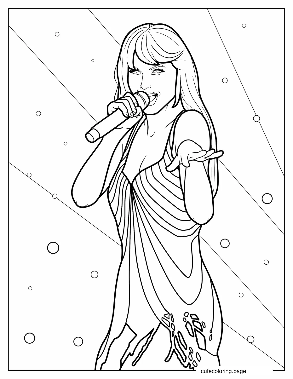 Taylor Swift Singing And Dancing To Color coloring page