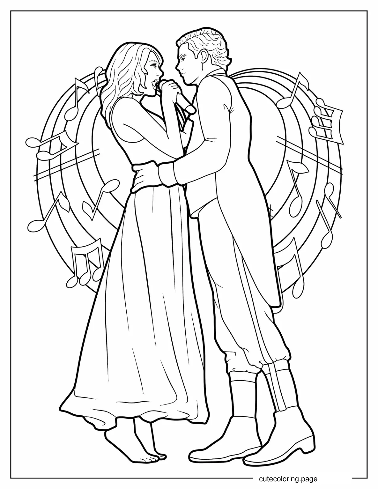 Taylor Swift Singing Love Story To Color coloring page