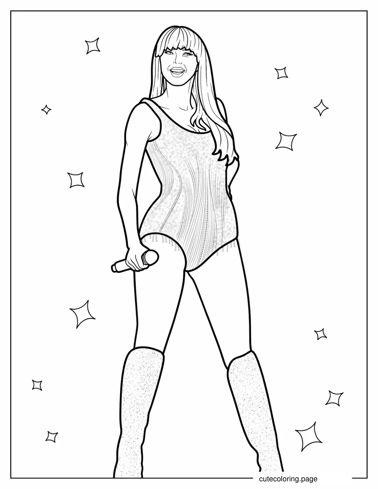 Taylor Swift Smiling During Performance Coloring Page coloring page