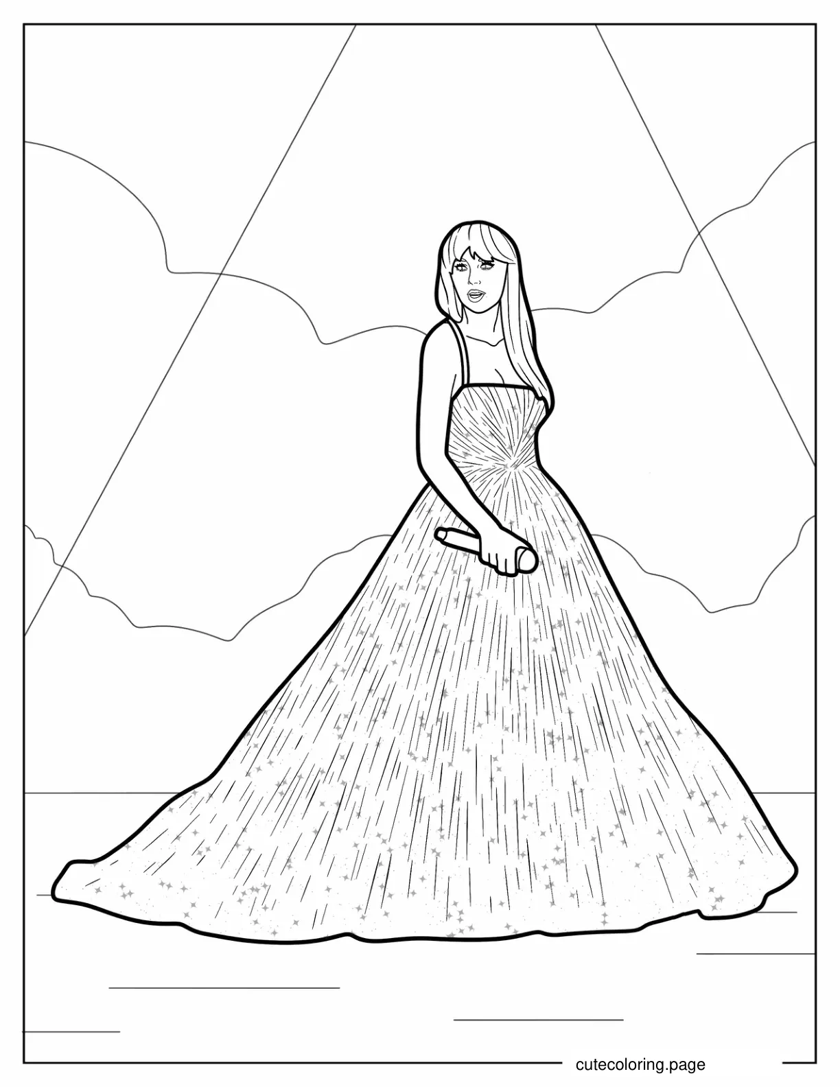 Taylor Swift Wearing A Ball Gown coloring page