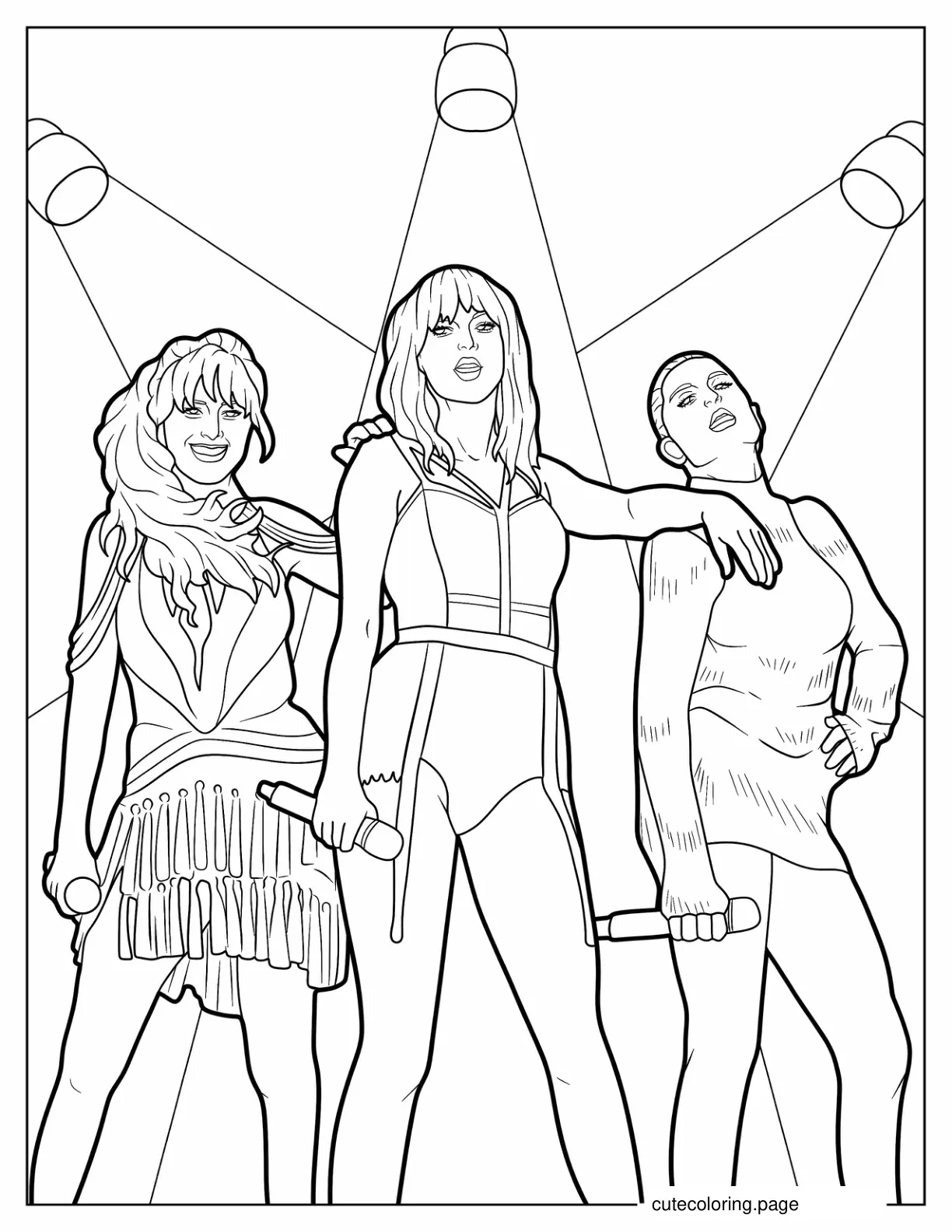 Taylor Swift With Camilla Cabello And Halsey Coloring In coloring page