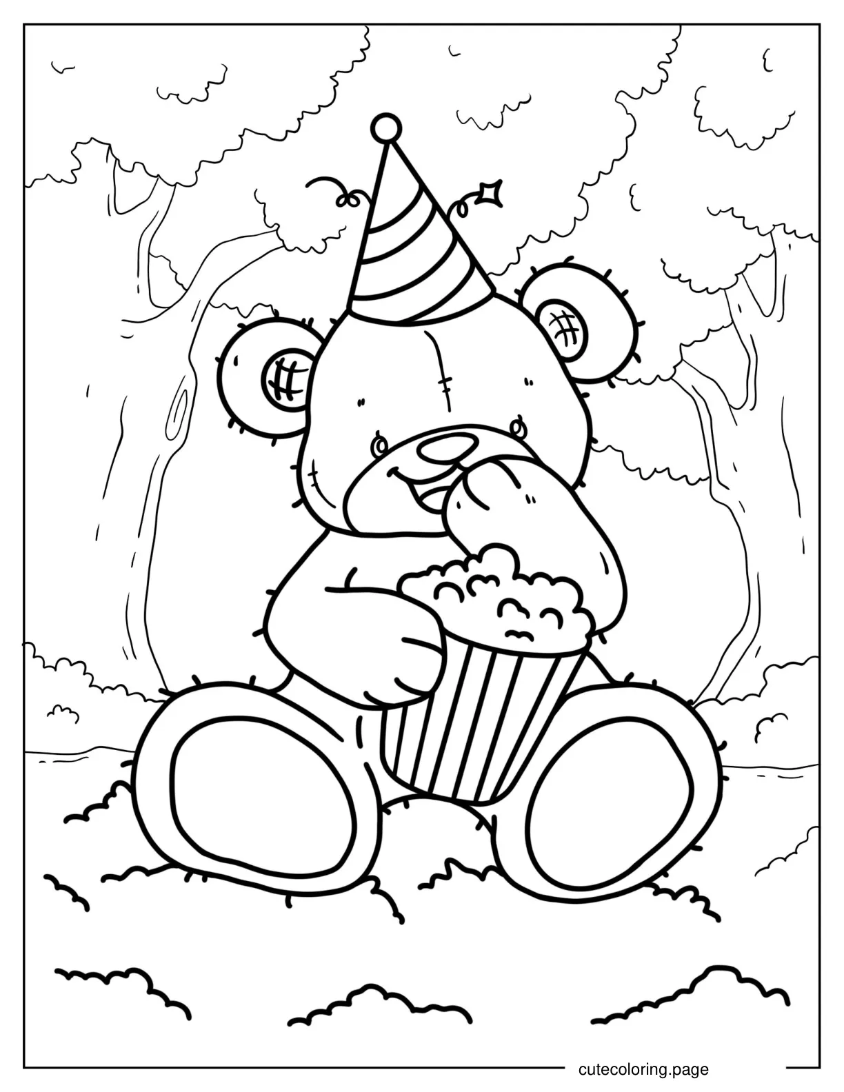 Birthday Themed Teddy Bear To Color coloring page