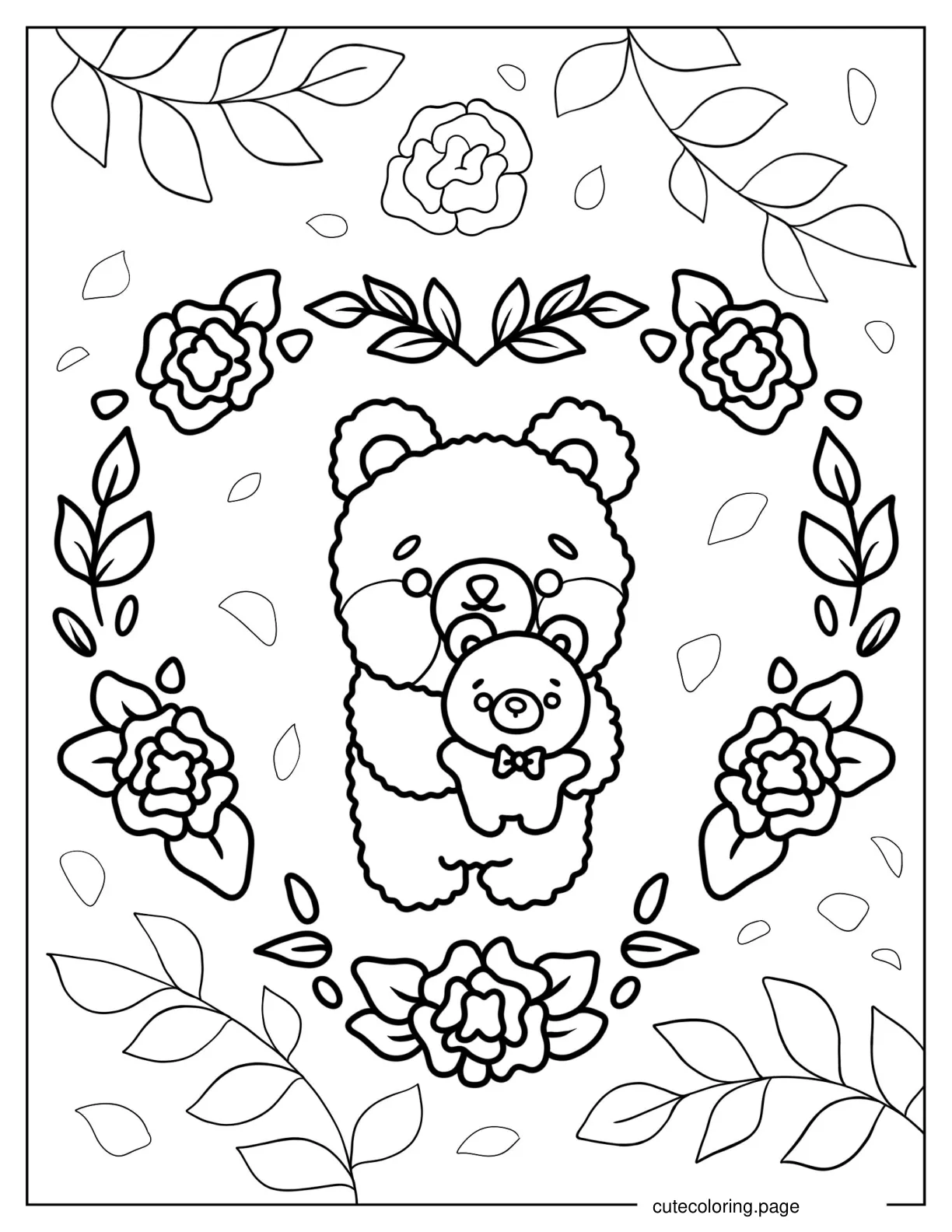 Cute Kawaii Teddy Bear To Color coloring page