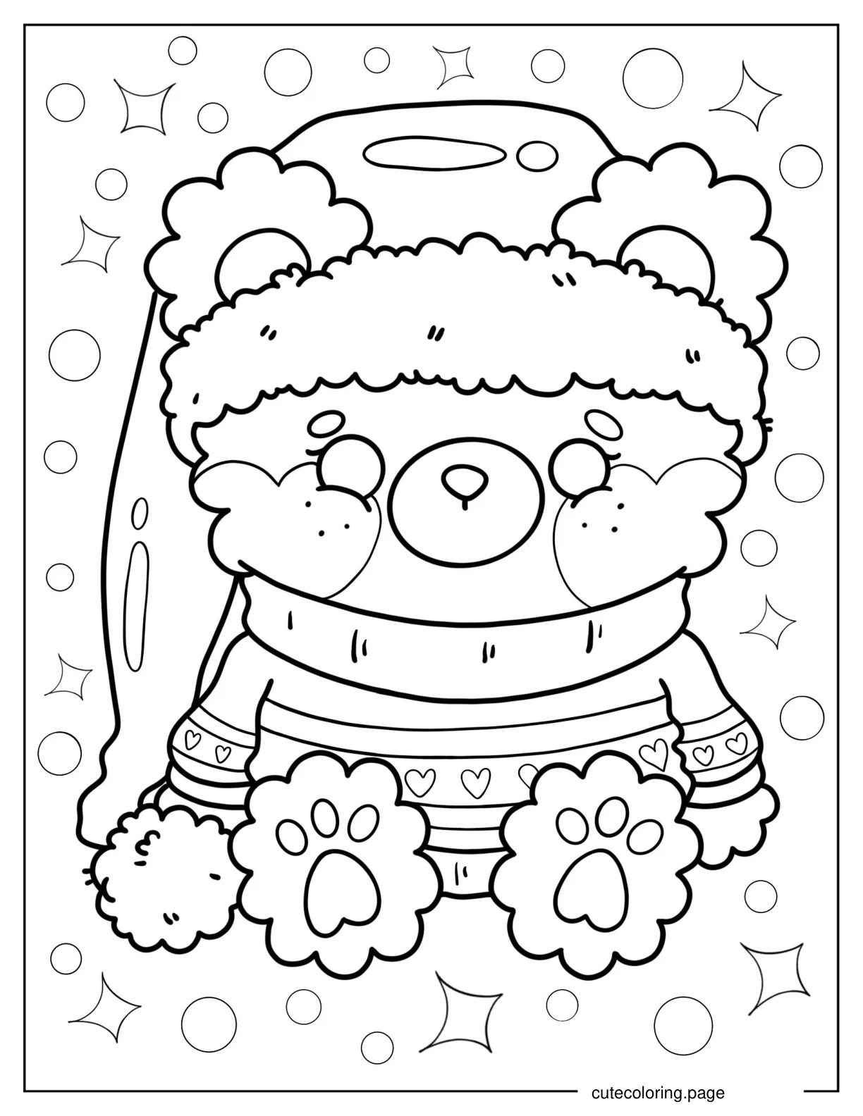 Kawaii Teddy Bear Coloring Page coloring page