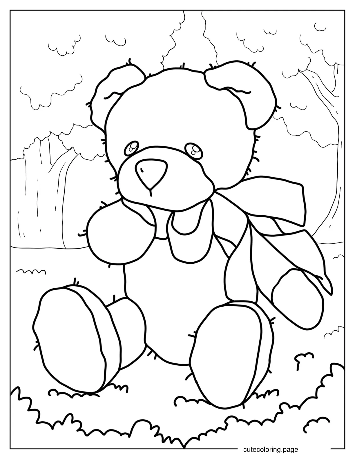 Teddy Bear Toy In The Forest coloring page