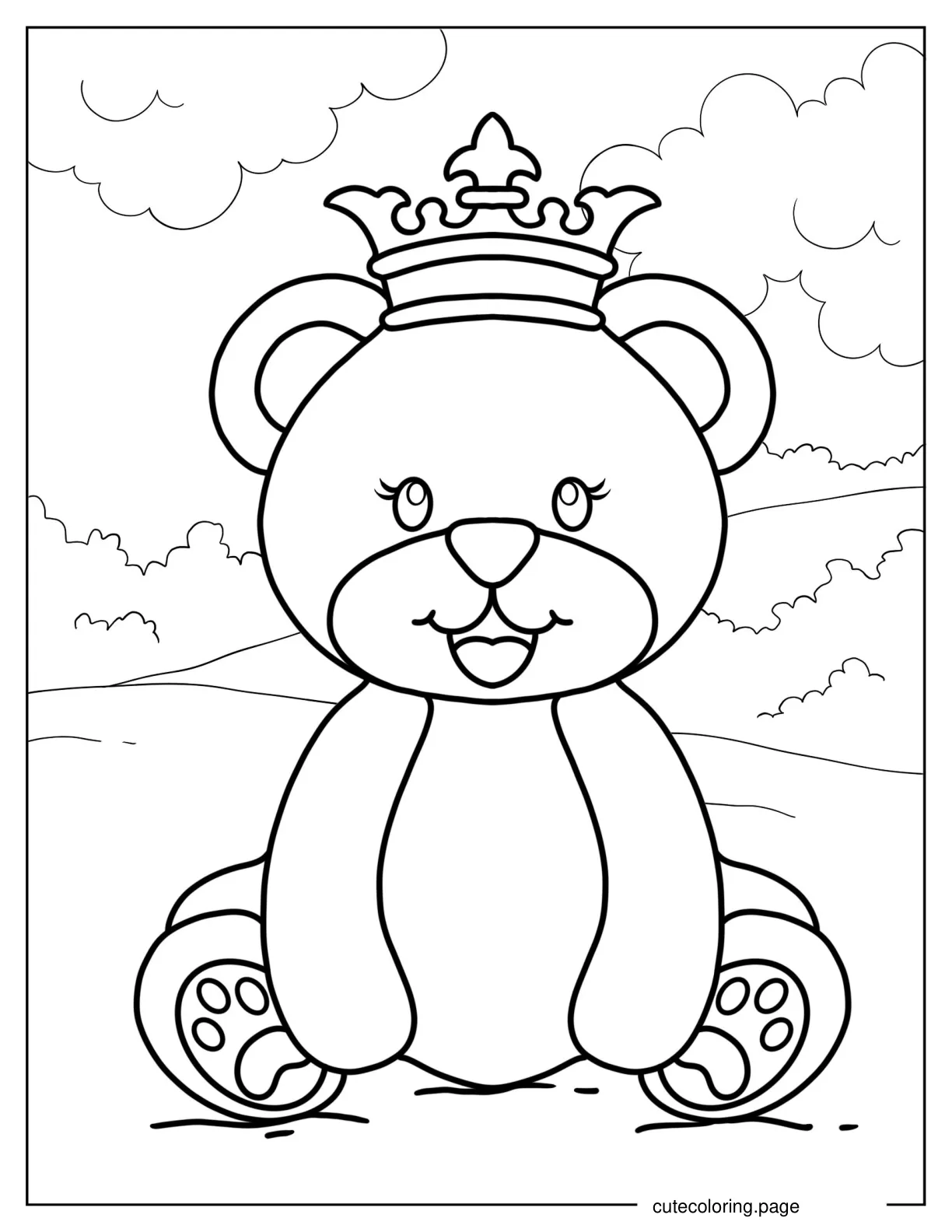 Teddy Bear Wearing a Crown To Color coloring page