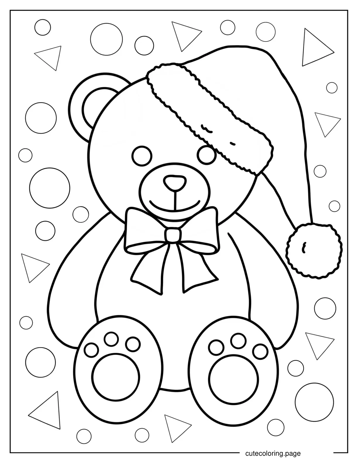 Teddy Bear Wearing a Santa Hat To Color coloring page