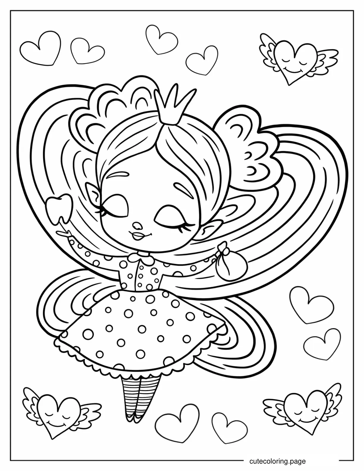 Chibi Tooth Fairy With Bag of Money coloring page