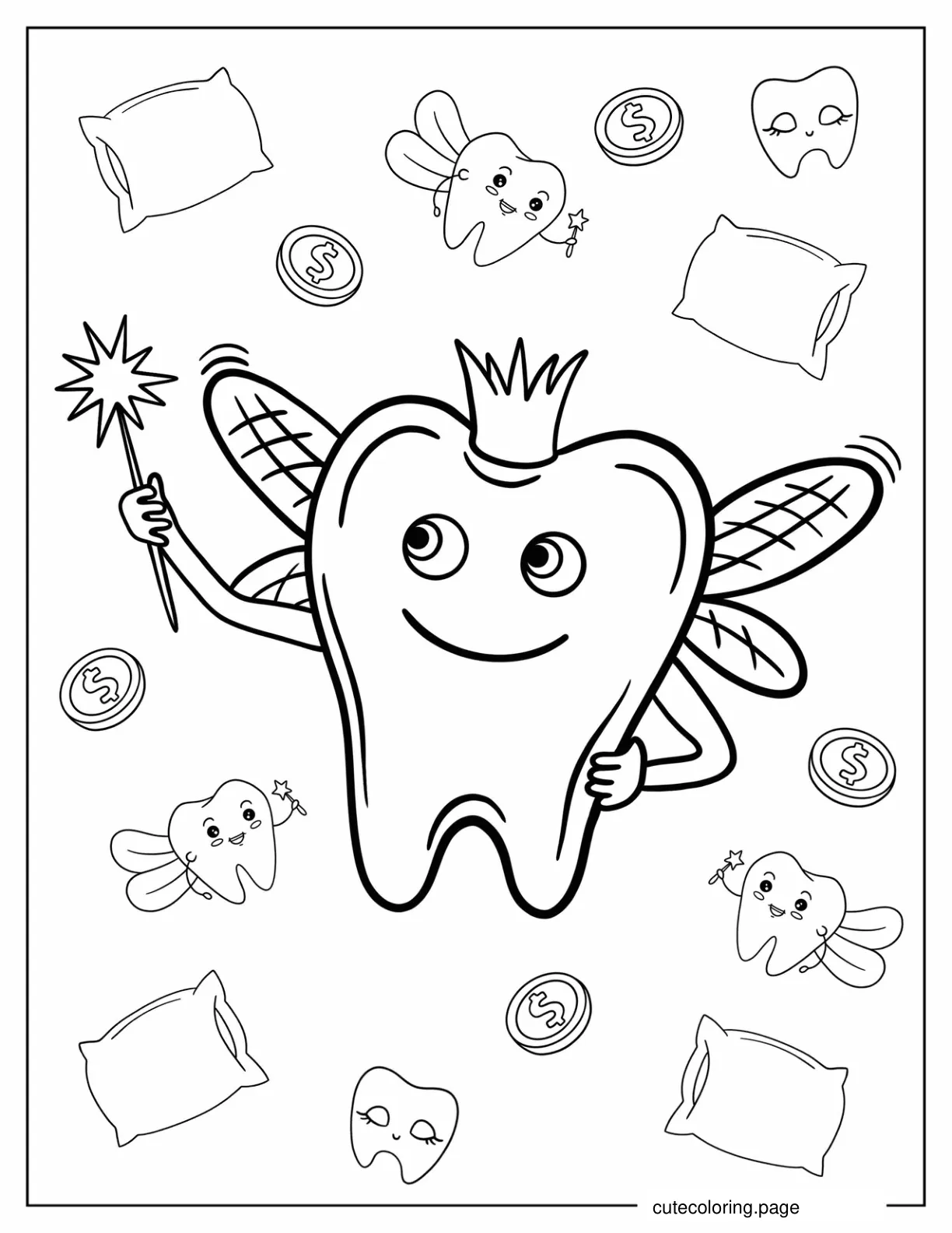 Literal Tooth Fairy With Wand Coloring Sheet coloring page