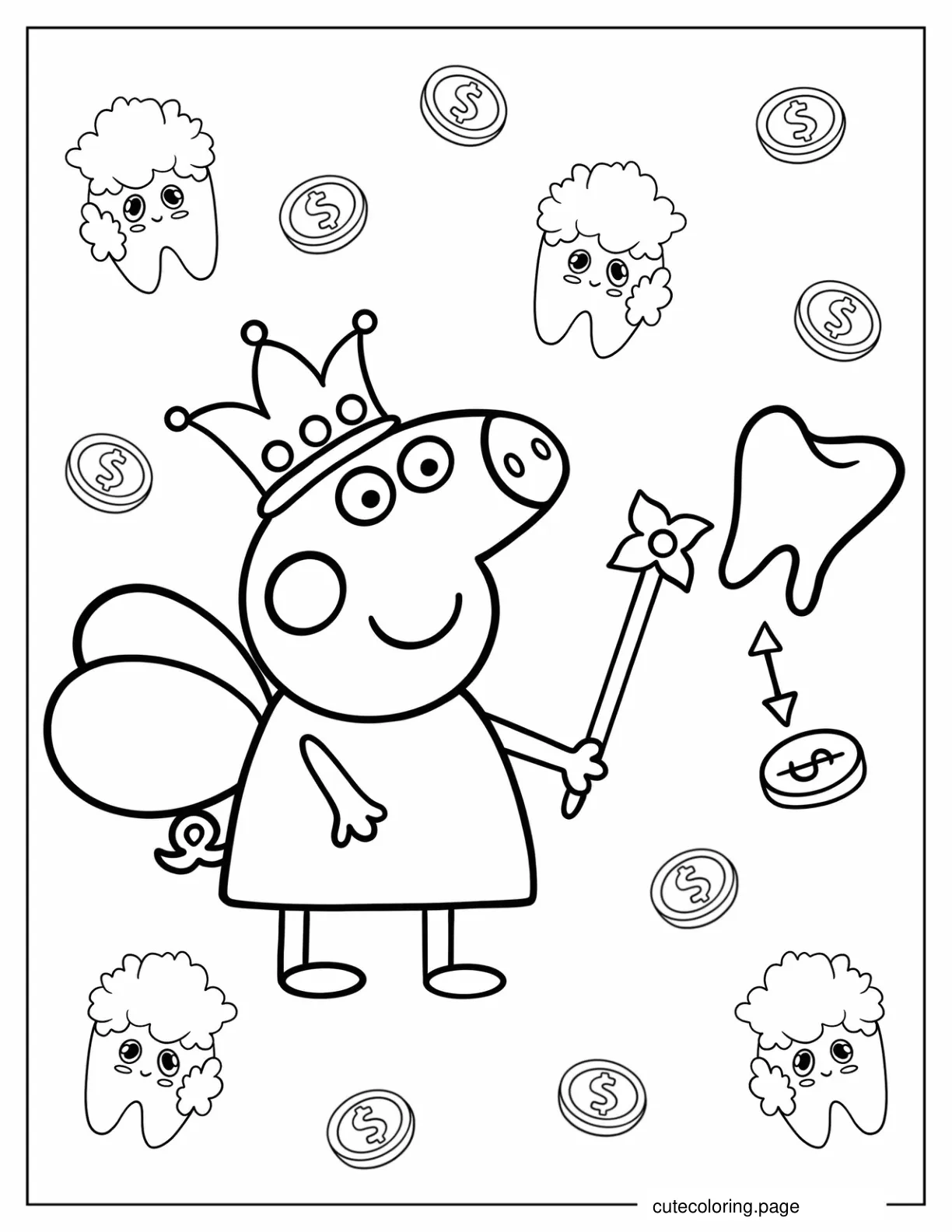 Peppa Pig Tooth Fairy coloring page