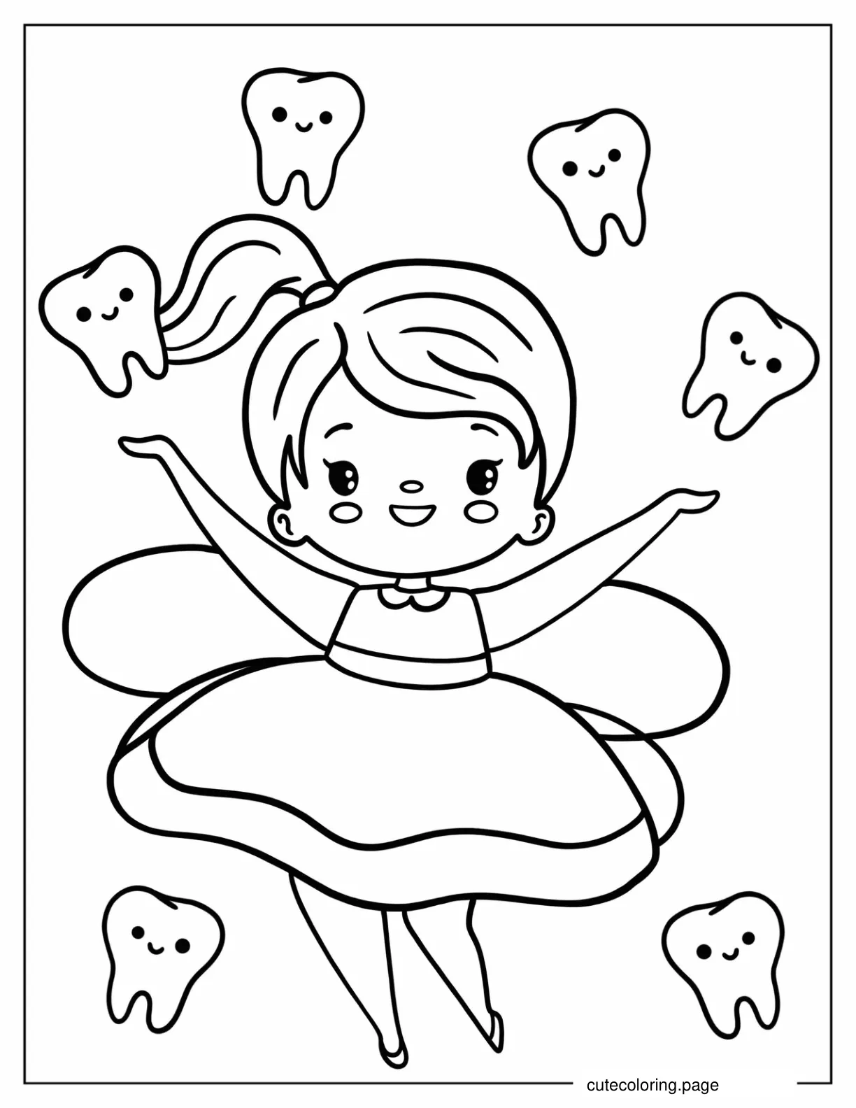 Simple Tooth Fairy Outline Coloring Page For Kids coloring page