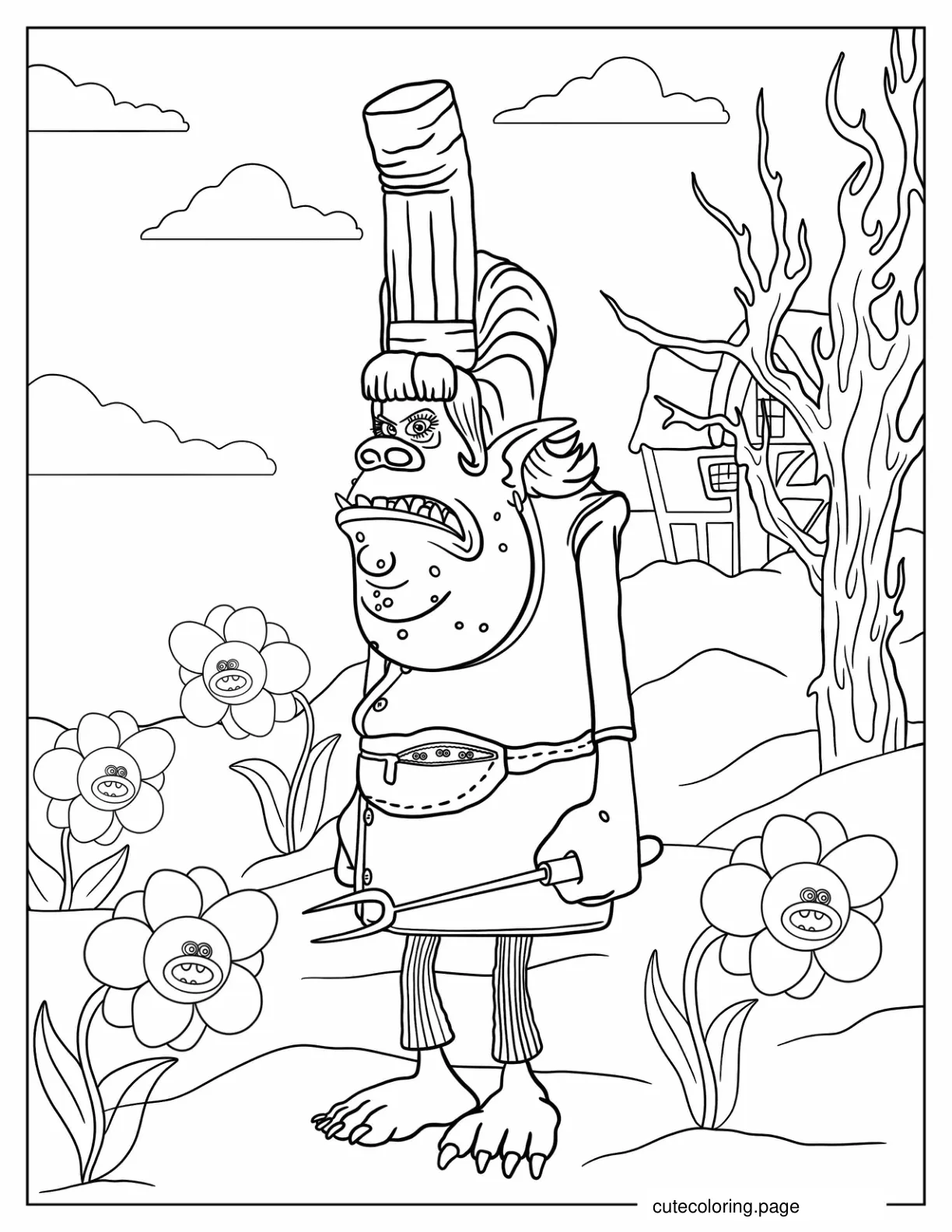 Angry Chef Troll coloring page