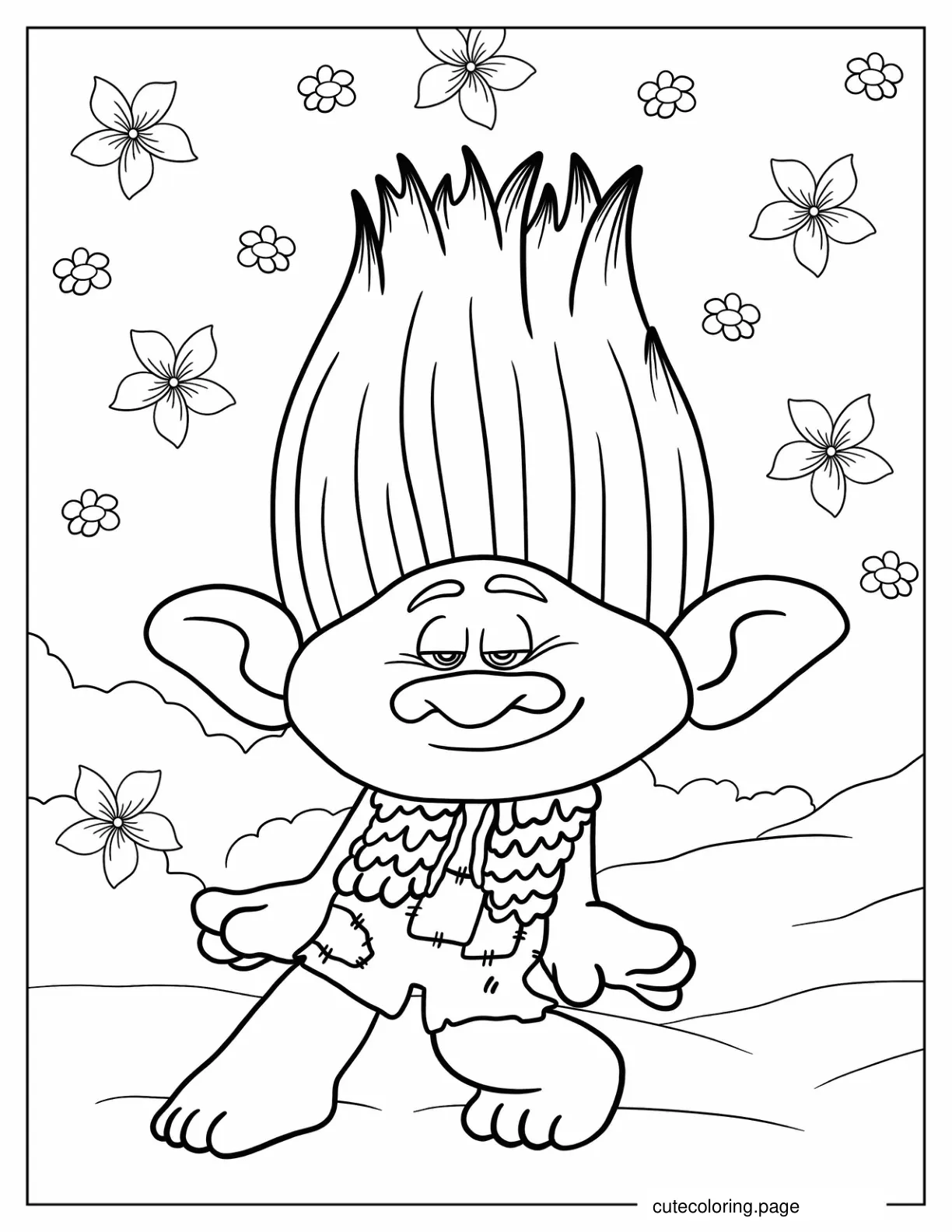 Branch Troll Dancing coloring page