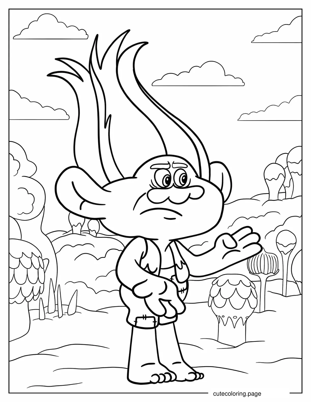 Cartoon Branch Troll coloring page