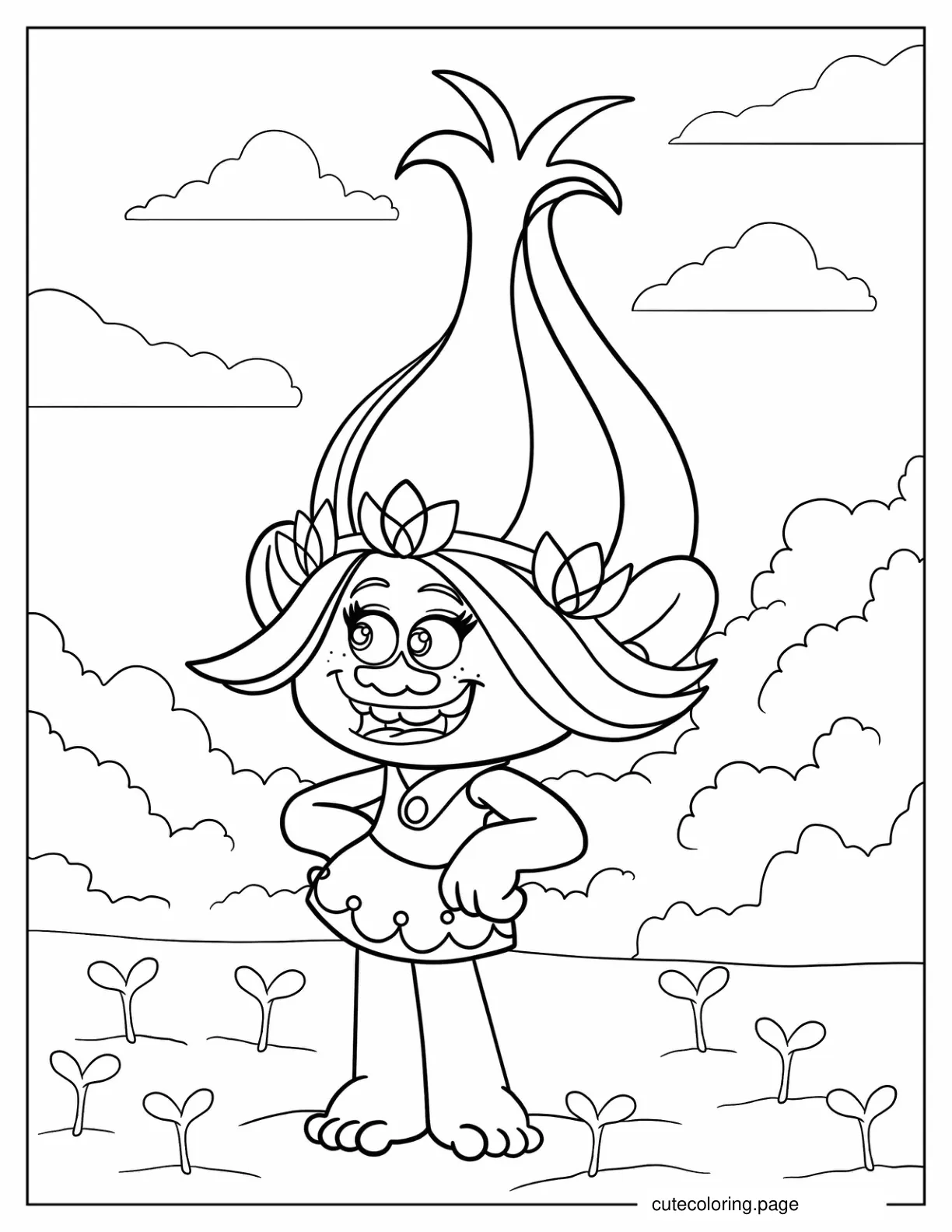 Cartoon Princess Poppy To Color coloring page