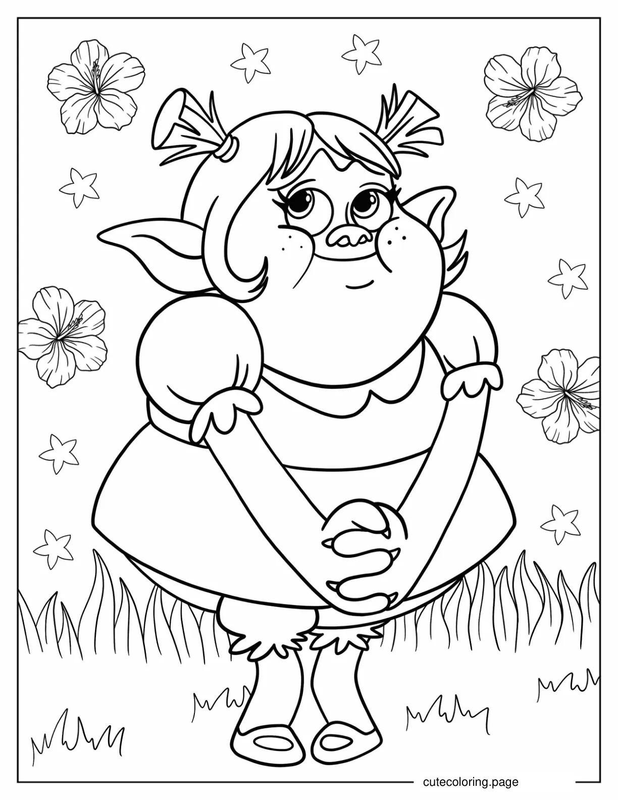 Cute Bridget Troll Coloring Page coloring page