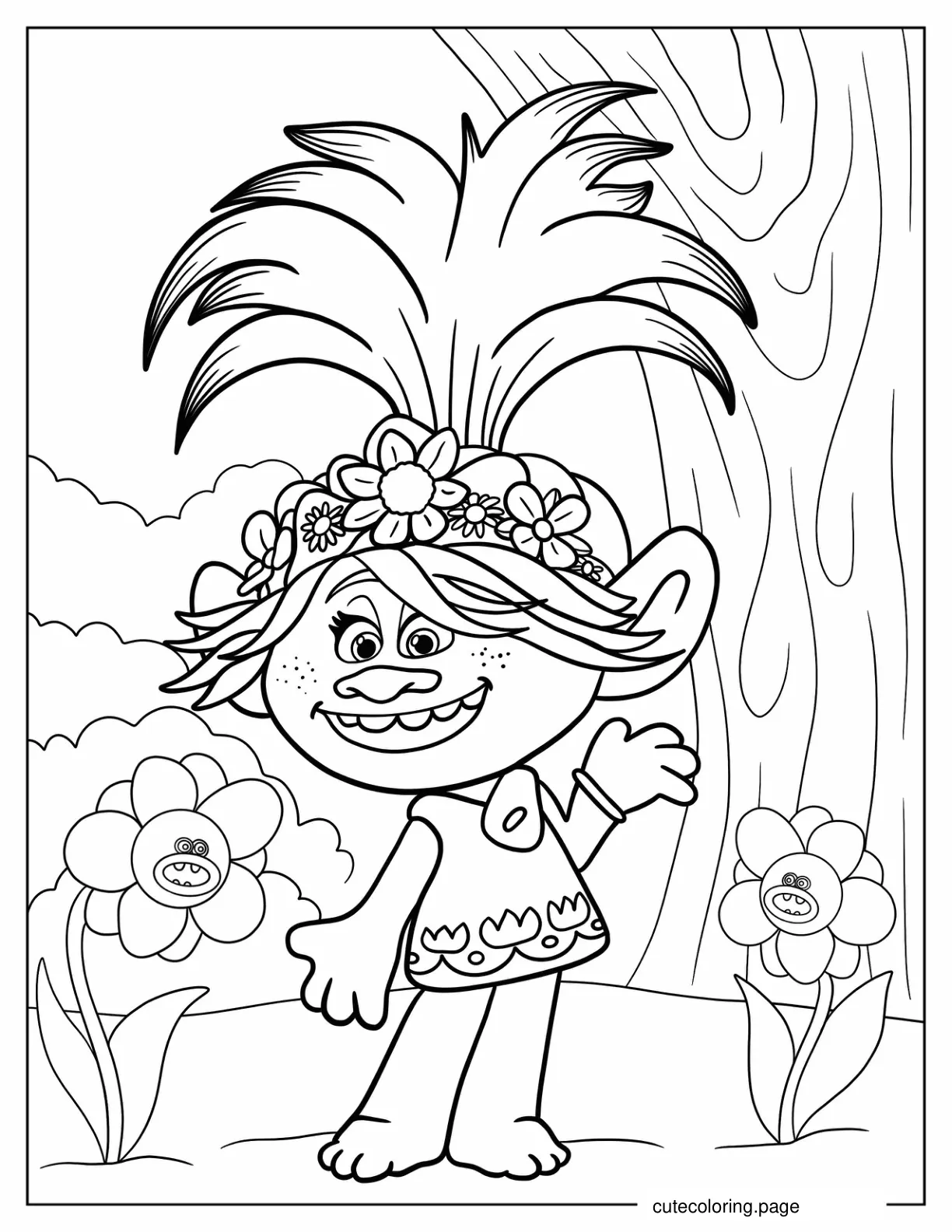 Detailed Coloring Page of Princess Poppy coloring page