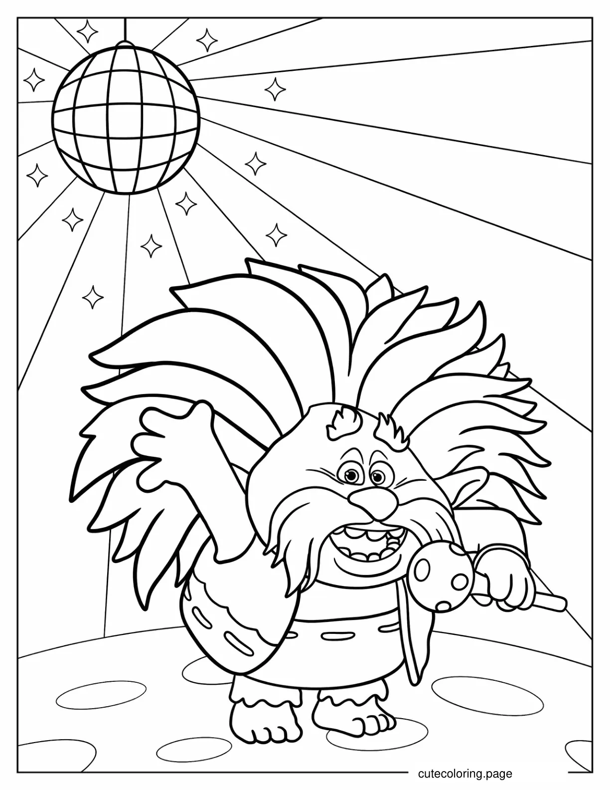 King Peppy Troll Singing coloring page