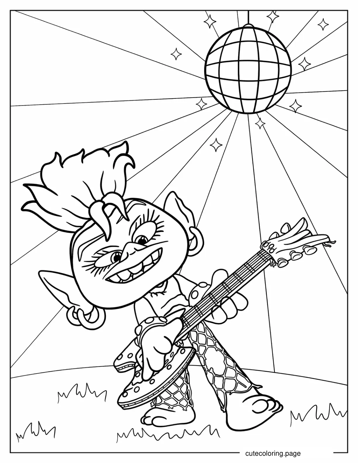 Queen Barb Troll Playing Guitar During World Tour Coloring Page coloring page